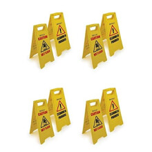 FOUR PACK CAUTION WET FLOOR SIGN CLEANING IN PROGRESS YELLOW WARNING CONE UK