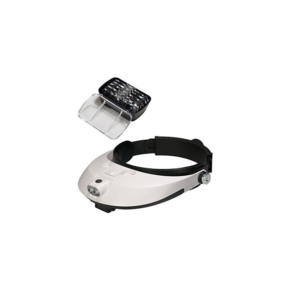 Covvy Head Magnifier With Led Lamp Light Magnifying Glass Headset Loupe For Repair, Jewelry, Sewing, Crafts, Watch Circuit (White)