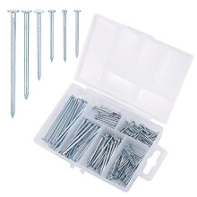 Fentar 240 PCS Assorted Nails Galvanised Masonry Nails 6 Sizes Wall Nails Nails for Wood Repair DIY Hanging Pictures Frame Mirror Home Construction