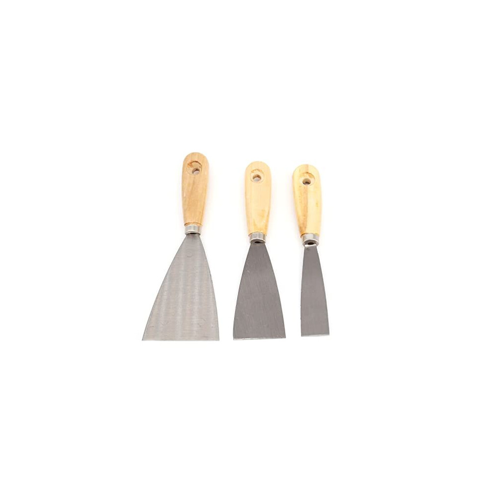 3 Piece Wallpaper & Paint Scraper Tool Set, Wooden Handle And Metal Blade, Perfect Diy Decorating Paint Removal Scraper Tool Set, Great For Filling, 5060774885475