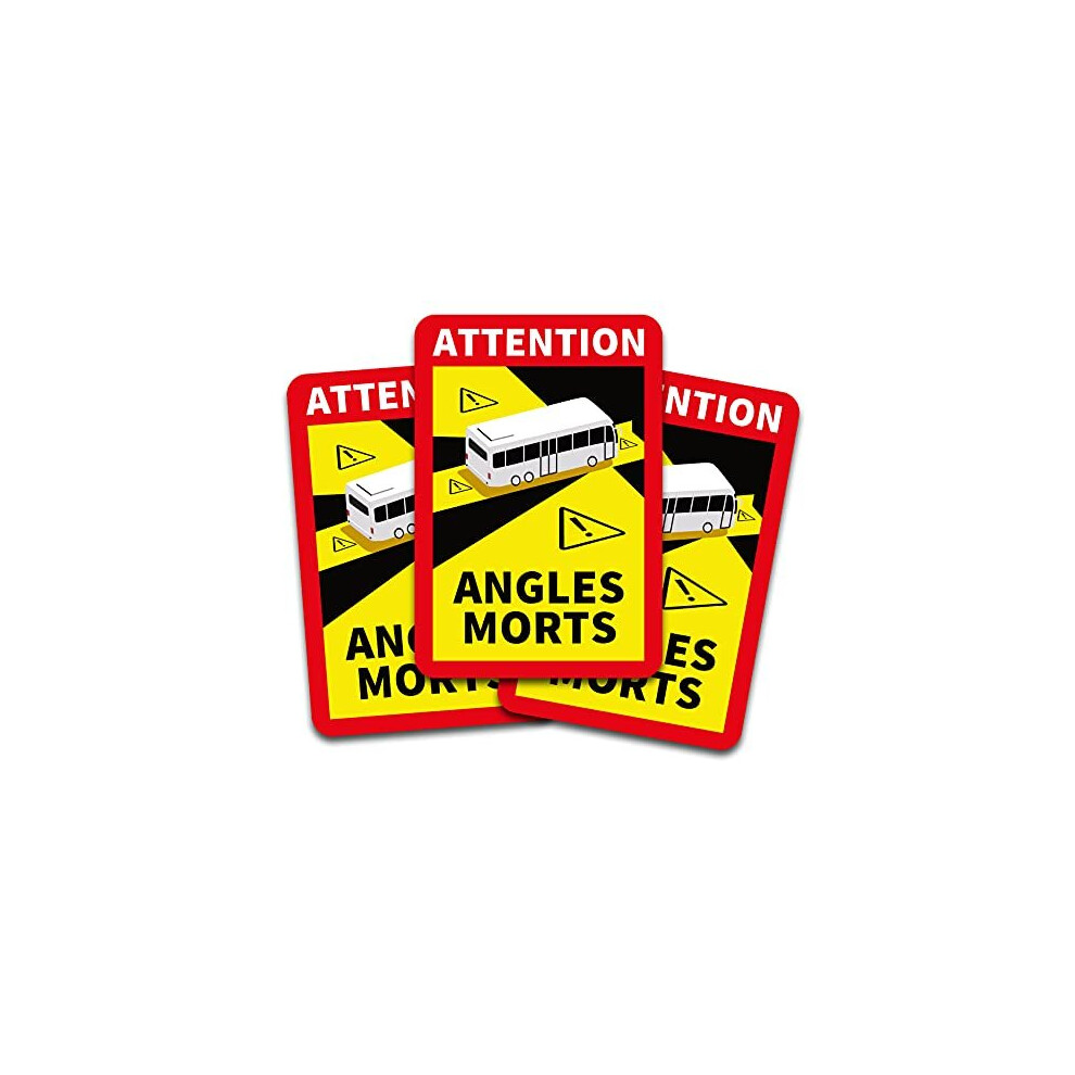 Attention Angles Morts Sticker 25 X 17 Cm For Vehicles Mandatory From 3.5 T In France Warning Blind Spot Sticker Self-Adhesive Uv Resistant 4061288115066