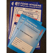 Food Temperature Starter Pack. 2 x A5 Temperature Sign 2 x Temperature Log Book 2 x Hygiene Poster. Ideal food temp signage