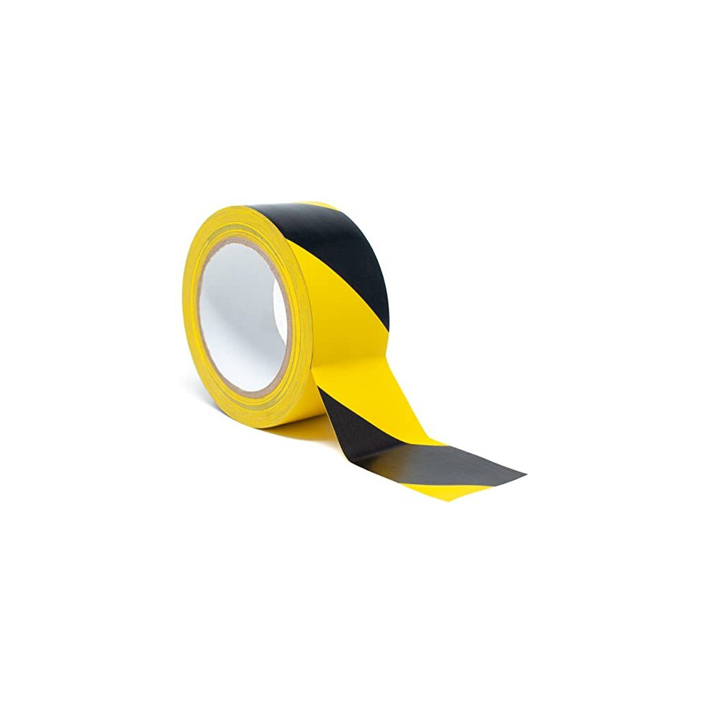 Hazard Tape Black And Yellow | 50Mm Wide (2") X 33M Length | Warning Safety Tape, Caution Tape Roll, Adhesive Hazard Floor Marking Tape Heavy Duty- 5060808480959
