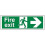 VSafety Fire Exit Arrow Right Sign - Landscape - 450mm x 150mm - 2mm Rigid Plastic 1