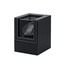 Automatic Watch Winder,Mcbazel Watch Winders for 1 Watches,Automatic Watch Winder Box with Quiet Motor Leather Crocodile Leather Pattern-Black