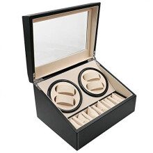 Mcbazel Automatic Watch Winder Box with 4 Watch Winder & 6 Extra Storage Space,Multifunction Organized Watch Display 4+6 Storage