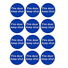 12 Pack Fire Door Safety Signs - Fire Door Keep Shut Stickers Adherent Vinyl Stickers (80mm x 80mm)