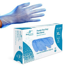Farla Medical MediHands Blue Vinyl Powder Free Gloves | Disposable | Latex Free | X Large - Pack of 100