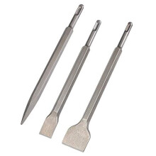 flintronic SDS-Plus Chisel Set, 3-Piece Tool Holder, Hex Shank High Quality Spade, Flat & Point Chisel for Universally Using (with Transport Box)