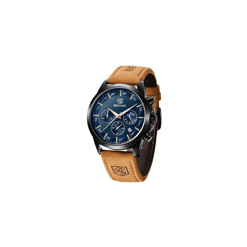 Photos - Wrist Watch Watch for Men Benyar Men's Watch Chronograph Analogue Quartz Waterproof Business Black Fashion Quartz Wristwatches Calendar
