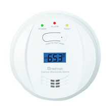 HEIMAN 10-Year Life Carbon Monoxide Detector Alarm, EN 50291, Replaceable Battery Operated CO Alarm Detector, with LCD Digital Display Carbon Monoxide