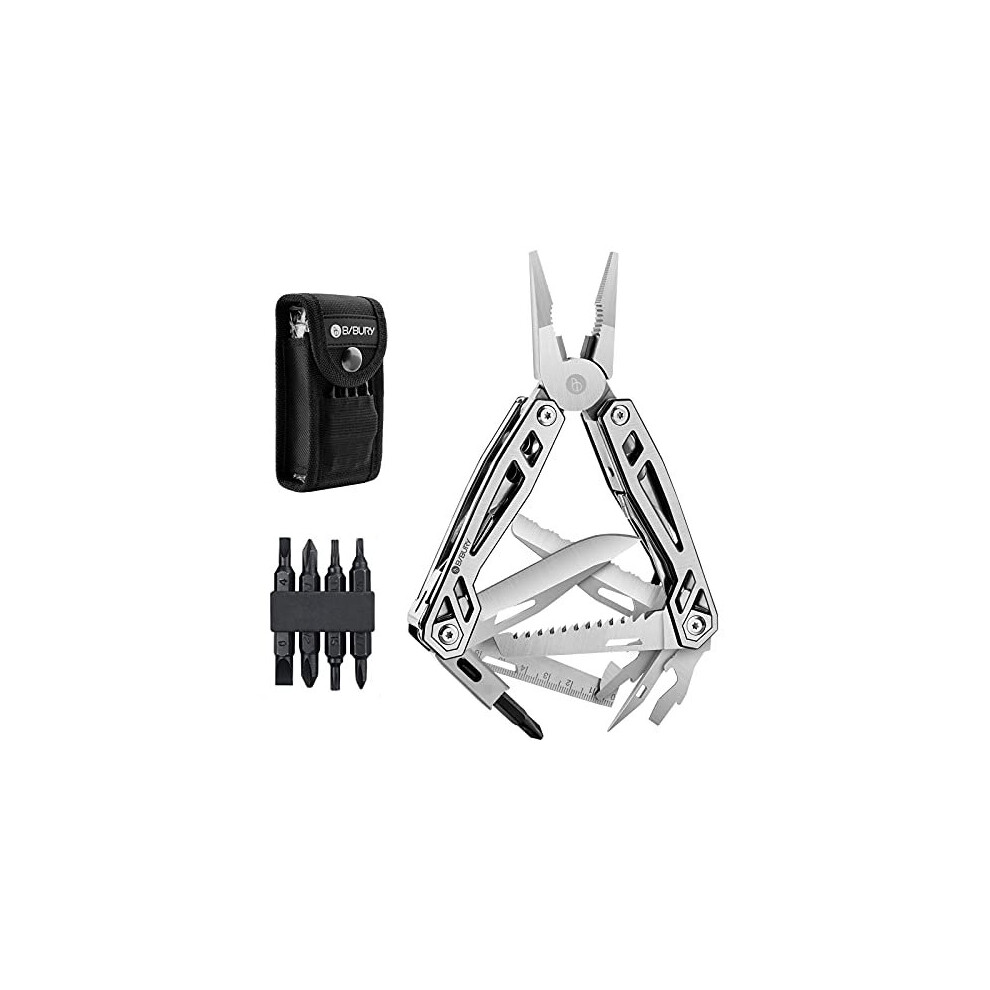 BIBURY Multi-Tool, 21 in 1 Multitools Pliers with Rope Cutter, Can Opener, Screwdriver, EDC Tools for Camping, Outdoor Activities, Repairing