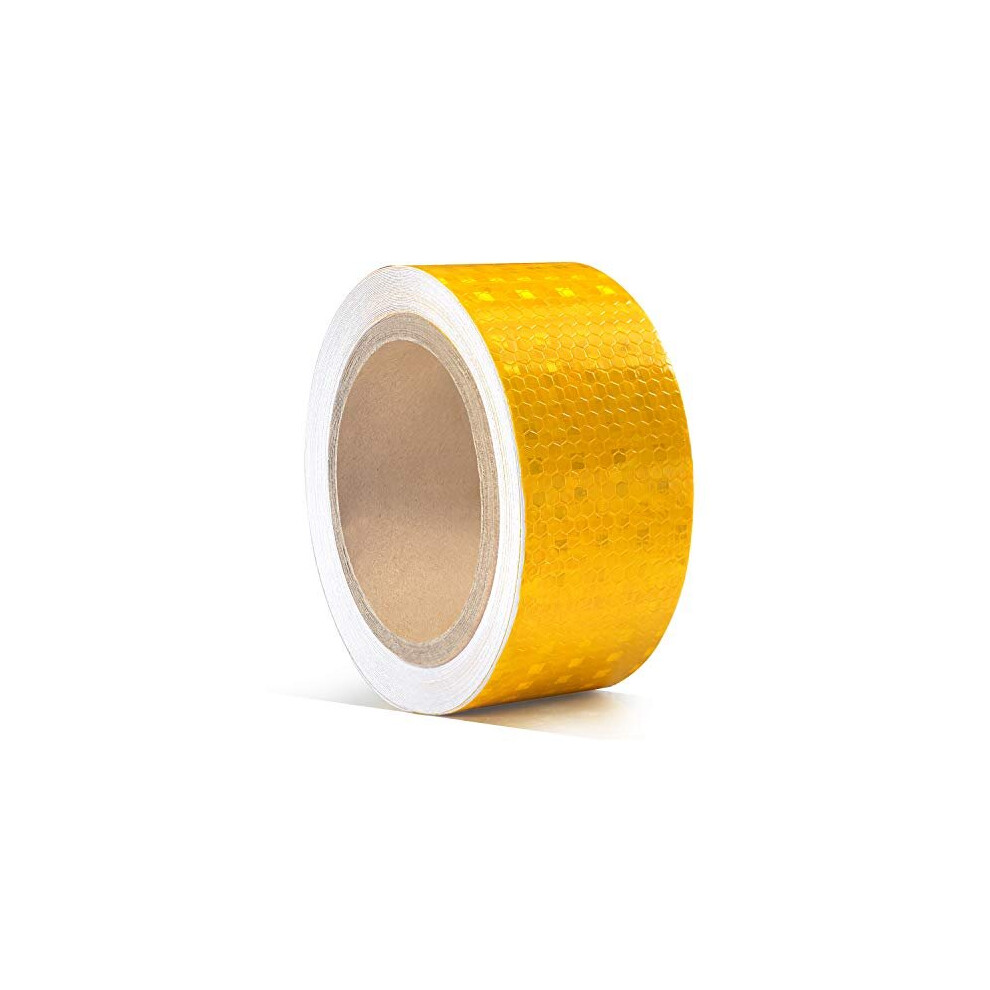 30Ft X 2" Reflective Safety Tape Honeycomb Yellow For Trailers 2 Inch - Reflector Conspicuity Caution Warning Sticker Stickers High Intensity 682141866662