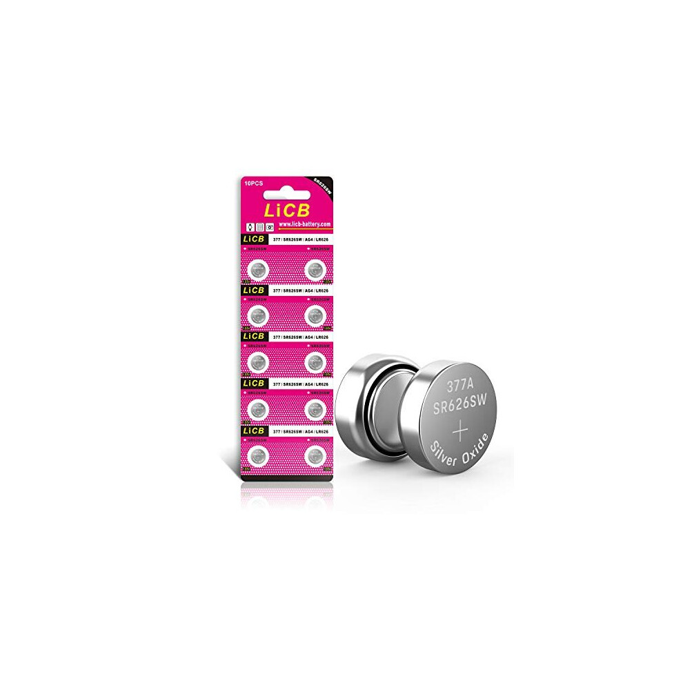 Licb 10 Pcs Sr626sw 377 Ag4 1.5V Button Cell Watch Batteries