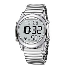 Hearkent Atomic Digital Talking Watch British English Speaking Pleasant Male Voice Big Numbers Radio-conrtolled Watch for Elderly Or Blind People