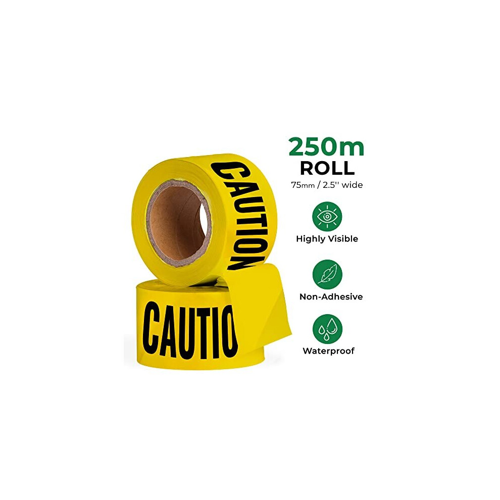 BufulCode Caution Tape NonAdhesive (250m x 75mm) Hazard Tape Plastic