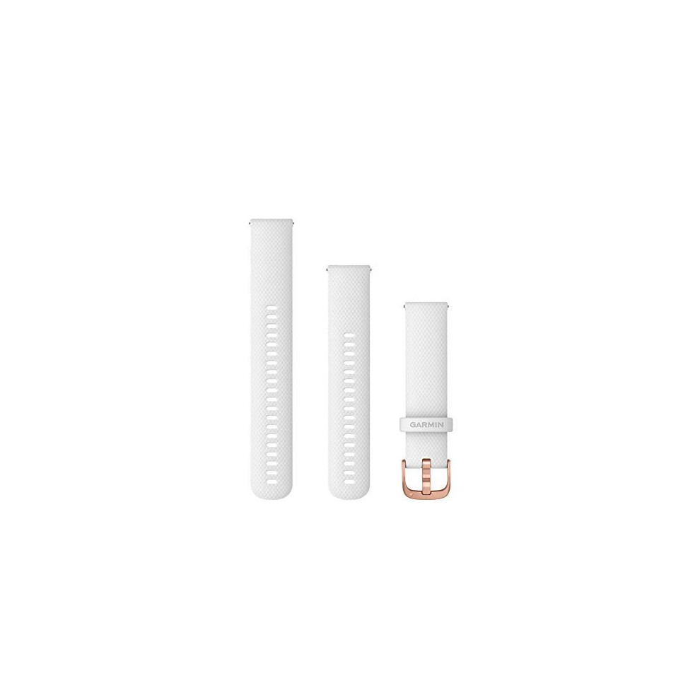 Garmin Quick Release Bands (20 mm) - White Silicone Band with Rose Gold Hardware