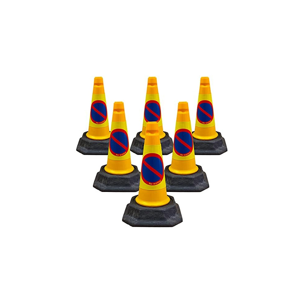 Street Solutions - 6 X"No Waiting" Road Traffic Cones 18" (460Mm) Self Weighted Safety Cone - 100% Recycled Pvc - High Quality, Heavy Duty, Strong And 9145250385376