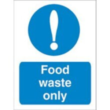 Seco Food Waste Only Sign, 150mm x 200mm - Self Adhesive Vinyl, White