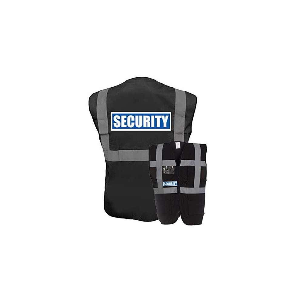 Hi Vis Security Vest Black Reflective Waistcoat With Zip Phone & Id Pocket (2Xl, Black) 5055710559718
