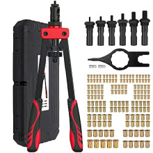 Proster 14" Heavy duty Hand Rivet Nut thread Setter Kit with 6pcs Metric Mandrels 150Pcs Rivet Nut Red