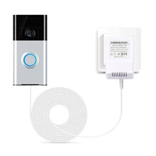Doorbell Transformer, 24V/500mA Doorbell Power Supply Transformer Cable Compatible with Ring Video Doorbell, 8M (315") Cable (White)