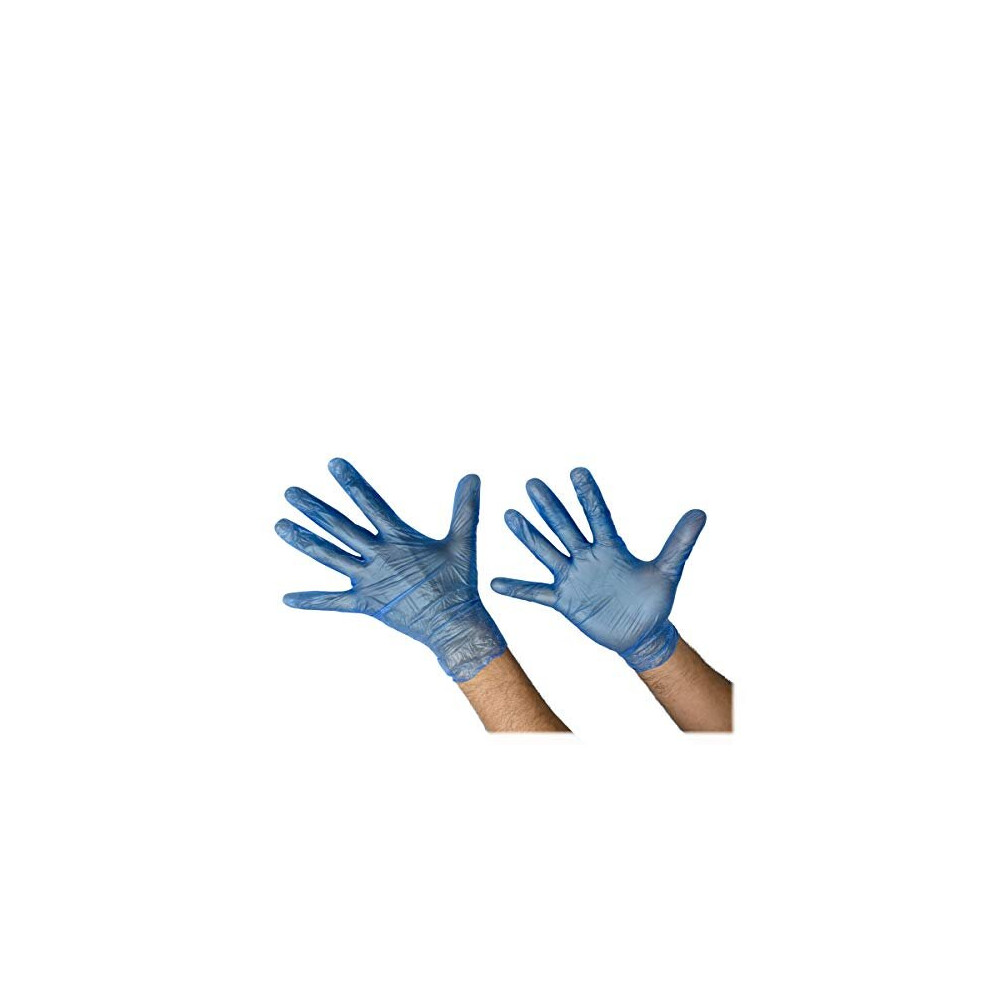 Blue Vinyl Powder Free Gloves | Pack Of 100 | Latex Free | Medium Size (Blue Medium) 5056332004273