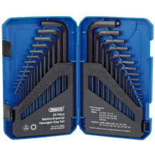 Draper 33894 Metric/AF Combined Long Pattern Hexagon Allen Key Set, 30 Pieces , Blue