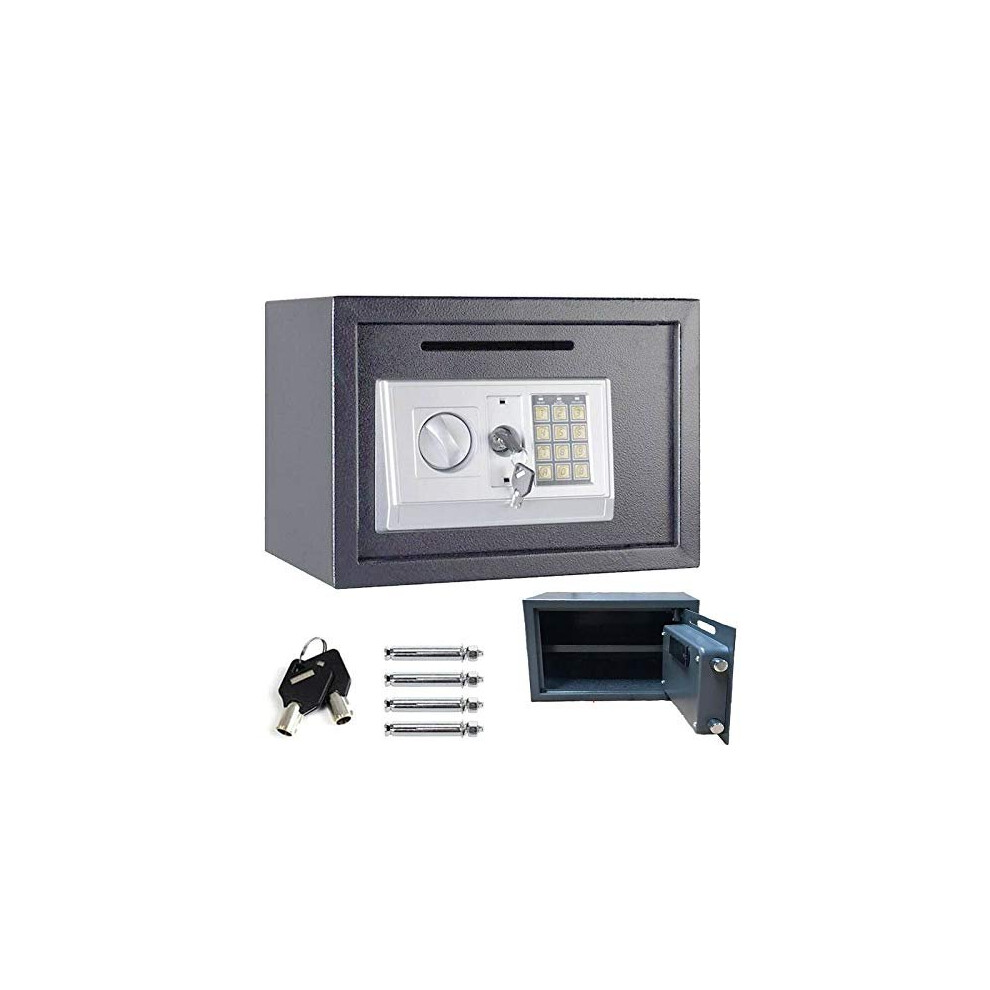 Digital Steel Safe Electronic Security Office Home Money Cash Safety Box, Top Digital Safe Box Large 2 Compartments With 2 Override Keys,Full-Digit 086291628697
