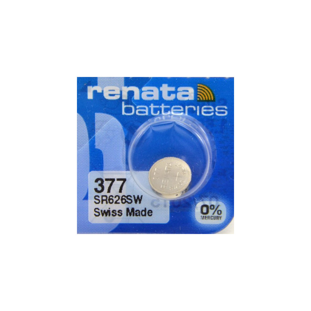 1 x Renata 377 SR626SW Silver Oxide Watch Battery