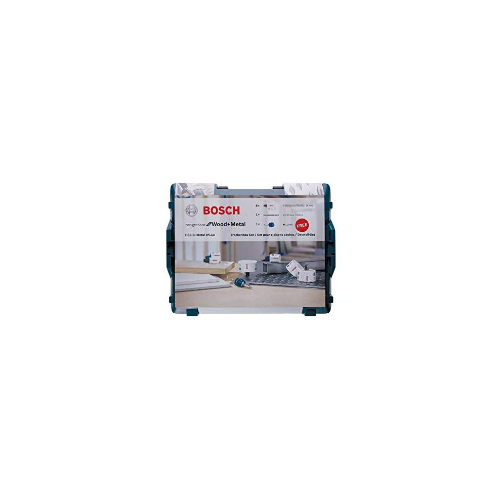 Bosch Professional 8 pcs. Hole Saw Progressor for Wood & Metal Set (L-Boxx, ? 20-114 mm, Accessory Drill)