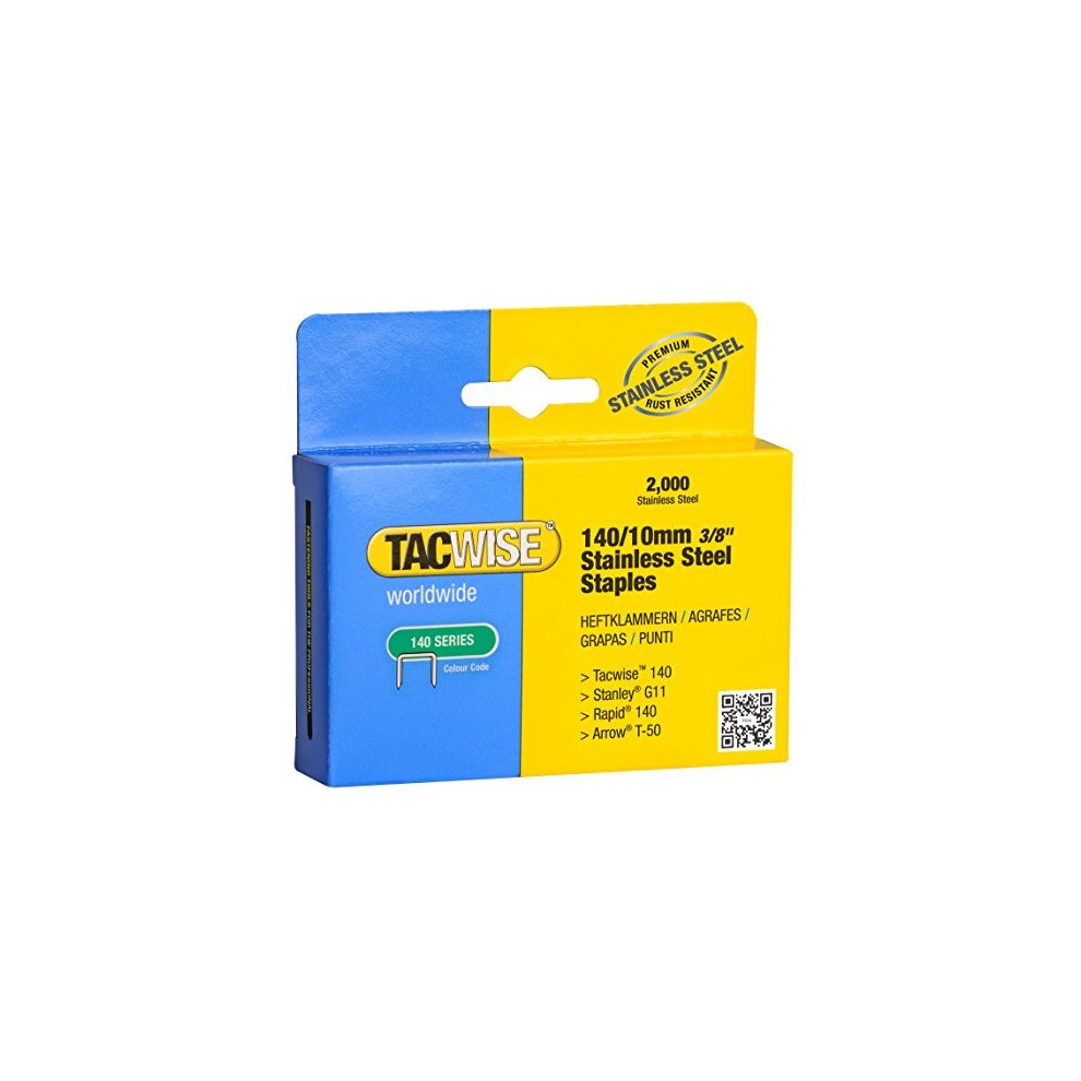 Tacwise 140/10Mm Stainless Steel Staples (Box Of 2000), 1217 785533712889