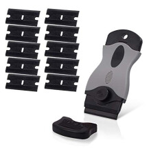 Ehdis Plastic Scraper with 10 Plastic Razor Blade, Adhesive Remover, Sticky Remover for Removing Lable, Glue, Decal in The Glass, Window, Floor, Black