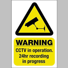 Pack of 4 x CCTV Camera Security Self Adhesive Sticker Signs 100 mm x 65 mm Approx Weatherproof & Waterproof
