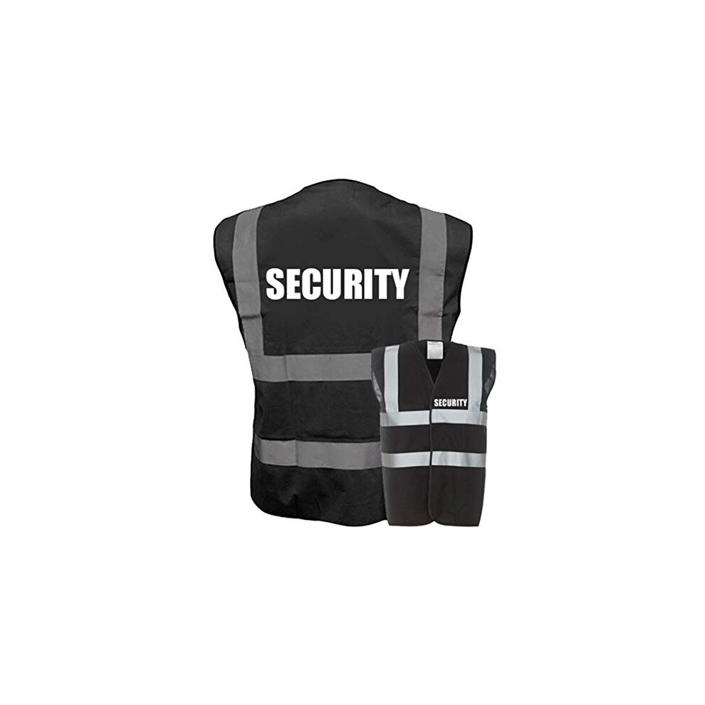 Security Hi Vis Vest Waistcoat Safety Reflective Jacket High Visibility Black Yellow 5055710560004