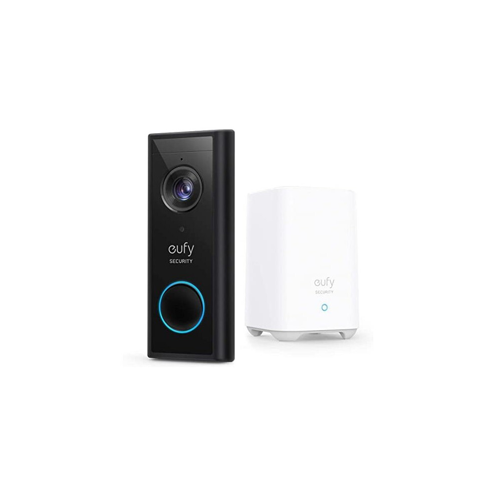 eufy Security, Video Doorbell 2K (Battery-Powered) with HomeBase, 2K HD, No Monthly Fee, On-Device AI Detection,16GB Local Storage, Compatible with