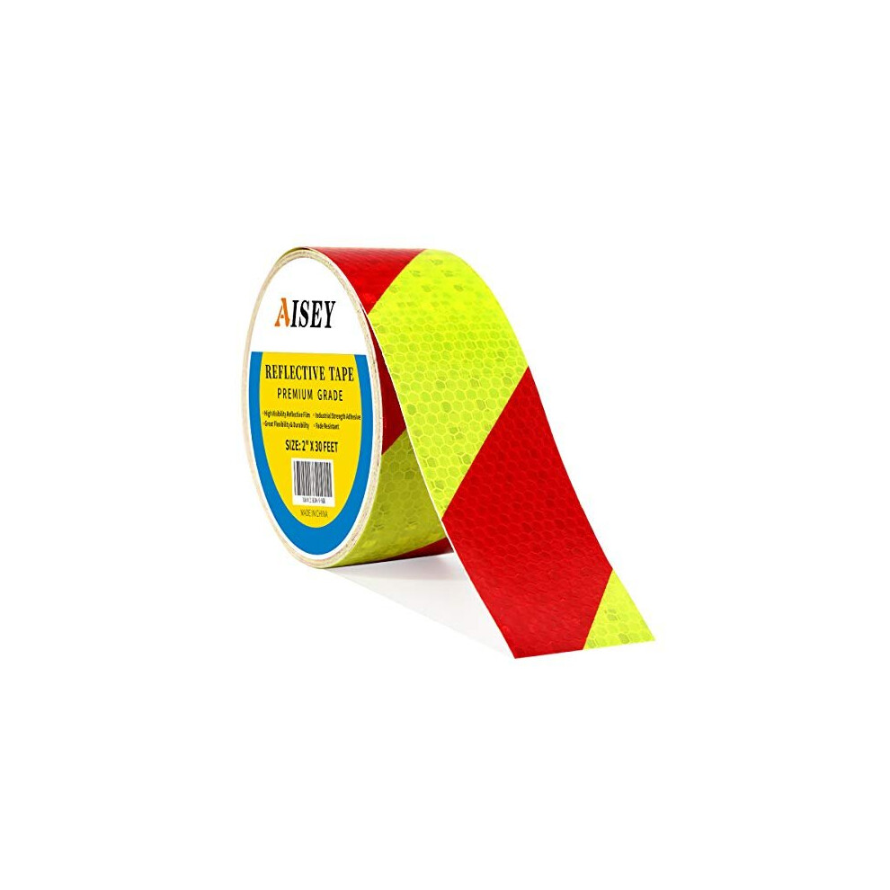 Reflective Tape Conspicuity Waterproof Yellow/Red Safety Caution Strips Tape Outdoor, Reflector Hazard Tape Stickers, Trailer Reflectors 2? X 30ft