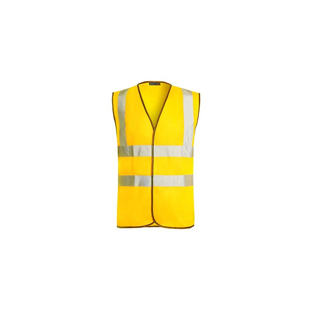 Shelikes Hi Vis High Visibility Waistcoat Vest 2 Band And Brace Size Small To 4XL[Yellow, M (Chest 92-100Cm)] 5056171446951