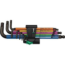 Wera 950 SPKL/9 SM N SB Multicolour Metric Hex Key Set 1.5-10mm (9pc) with Hex-Plus, BlackLaser, colour sleeves - 05073593001