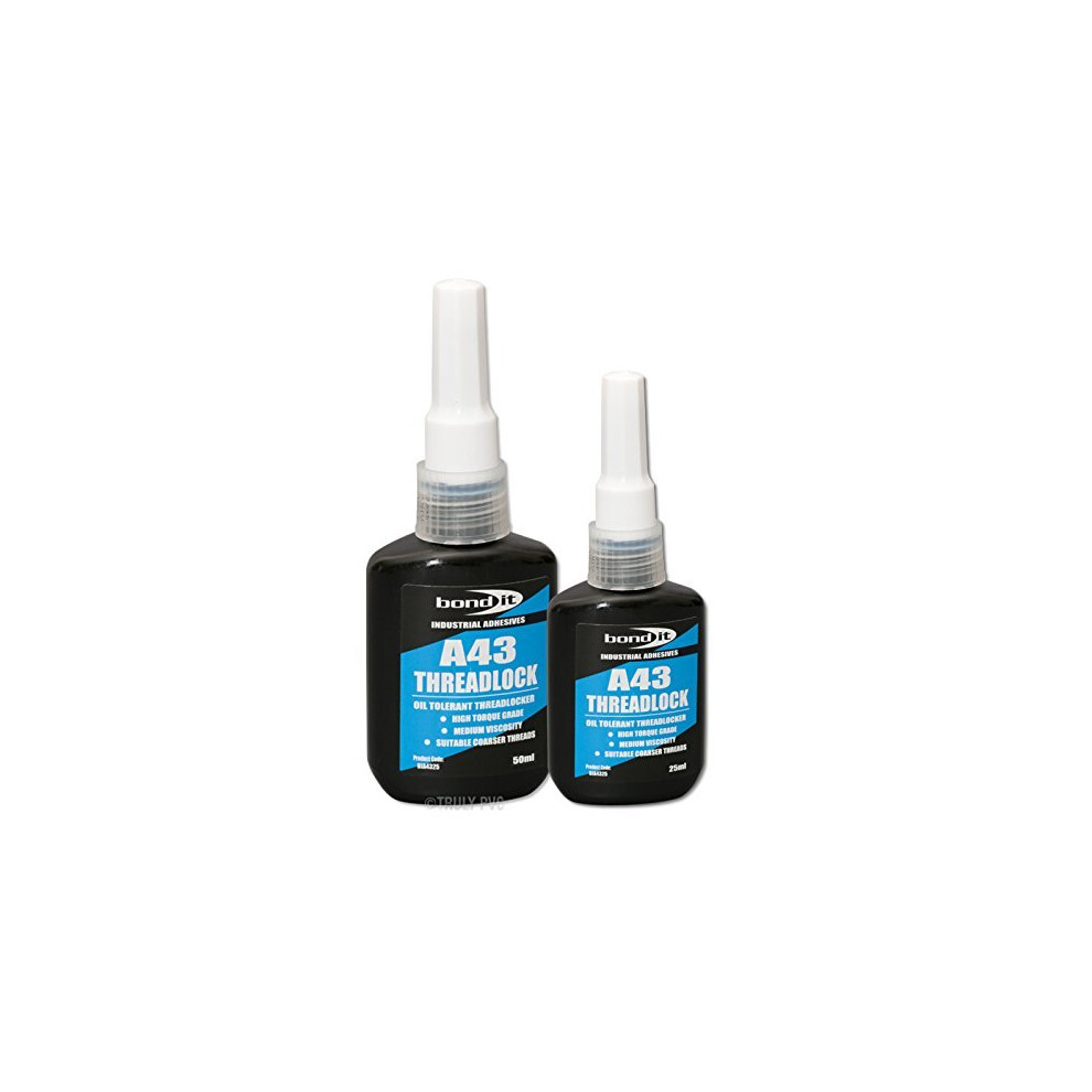 Bond-It A43 Threadlock 50Ml - Blue Medium Strength Anaerobic Oil Tolerant Threadlocker - Seals Out Moisture & Prevents Corrosion 798256116742