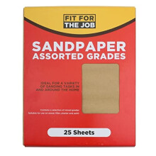 Fit For The Job 25 Sheets Sandpaper Assorted Grades for Sanding Wood, Furniture, Metal, Plaster For Home Improvement, Decorating & More - 6x Fine, 10x