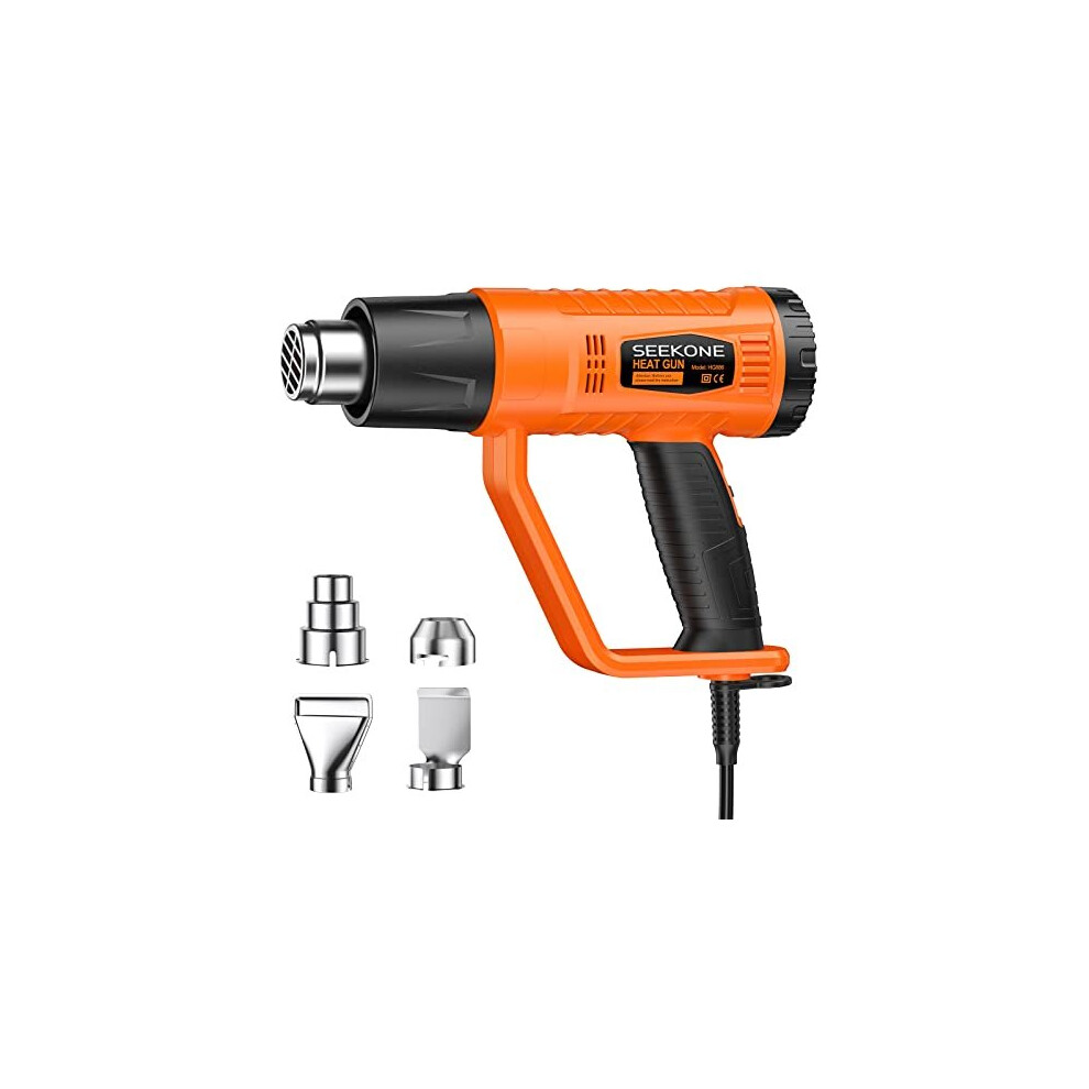 Heat Gun, Seekone 2000W 400? & 600? Professional Heavy Duty Hot Air Gun Kit Dual-Temperature Settings 4 Nozzles For Crafts, Shrinking Pvc, Stripping 736067393877