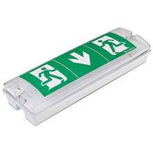 Slimline LED Emergency IP65 Maintained Or Non Maintained Waterproof Fire Exit Sign Bulkhead Light Fitting with Green Legend Kit Low Energy EM3 NM3 M3