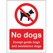 Caledonia Signs 15496E No dogs Except guide dogs and assistance dogs Rigid PVC Safety Sign, 200.0 mm*1.0 mm*150.0 mm