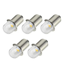 Ruiandsion Upgrade LED Flashlight Bulbs P13.5S Base Socket Warm White LED Bulbs 3V Replacement for Headlamp Flashlight Torch Lights, Negative Earth