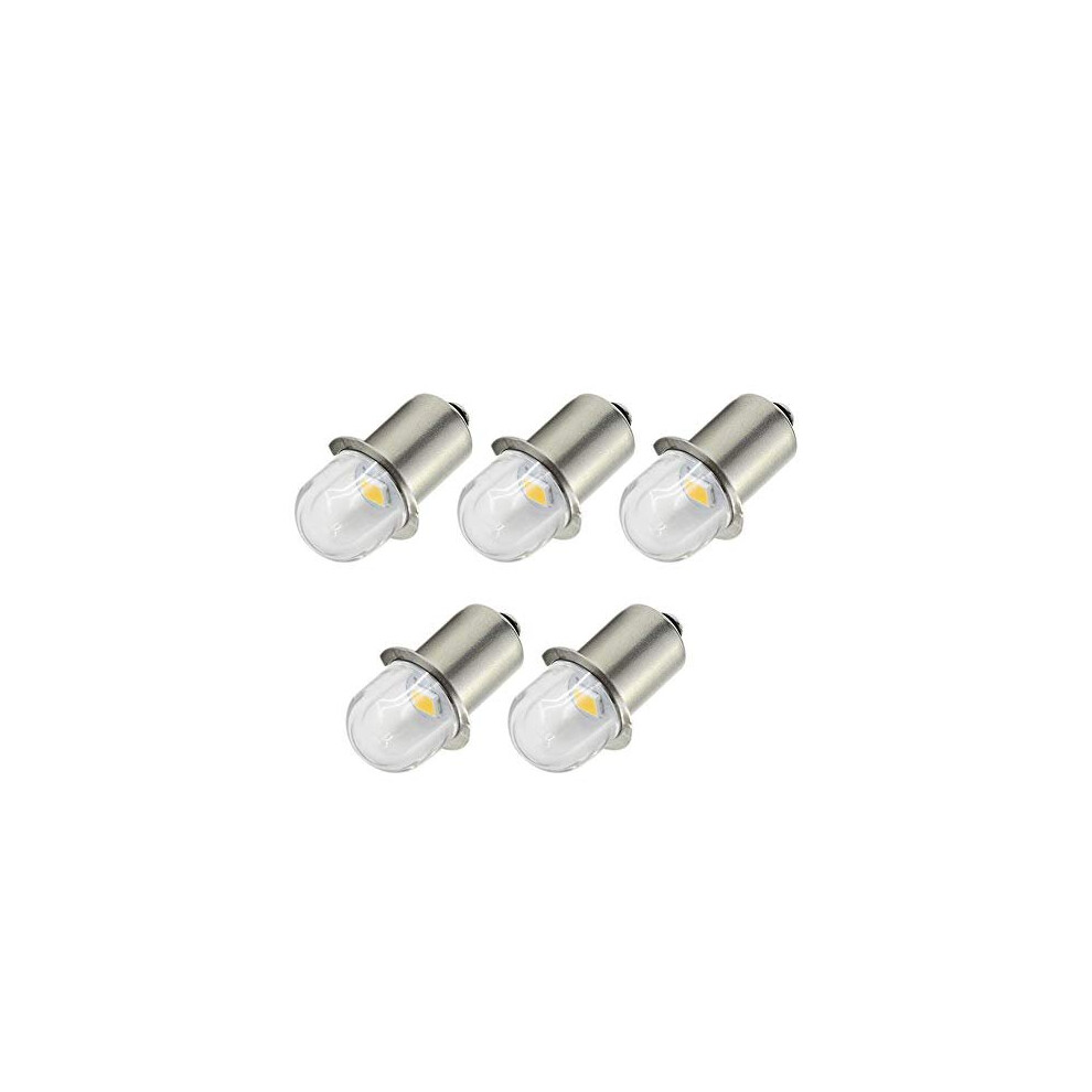 Ruiandsion Upgrade Led Flashlight Bulbs P13.5s Base Socket Warm Led Bulbs 3V Replacement For Headlamp Flashlight Torch Lights, Negative Earth White