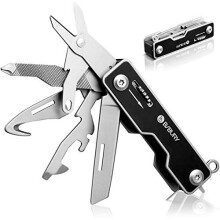 BIBURY EDC Multitool, 10 in 1 Pocket Size EDC Key Ring Multi Tool, Swiss Army Type Multitools with Rope Cutter, Screwdriver, SIM Card Pin, Safety Lock