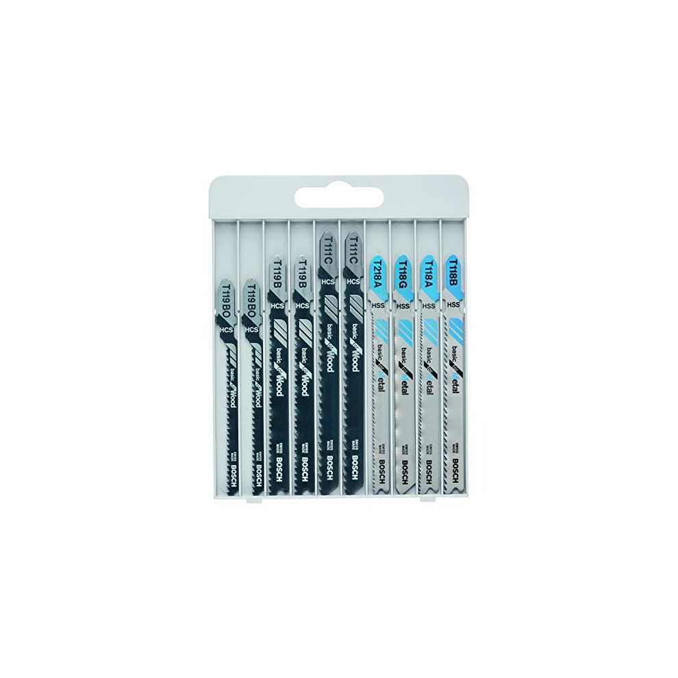 Bosch Professional 10-Piece Basic for Wood and Metal Jigsaw Blade Set (for Wood and Metal, Accessories for Jigsaws)