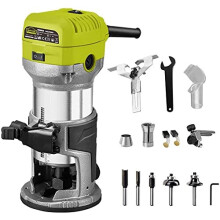 Electric Hand Palm Router, DEWINNER Trimmer Laminate Wood Working Joiners Tool, Compact Router with Trimmer Base, 3 Guide,2 Collets 1/4"(6.35mm) and