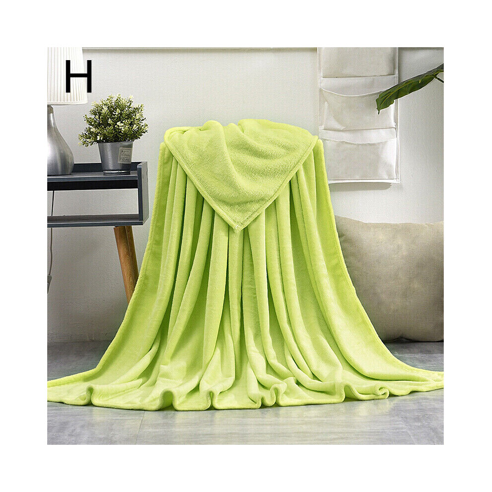 (Green, 200x230cm) Coral Fleece Blanket Soft Luxury Warm Home Sofa Bed Throw Living Room